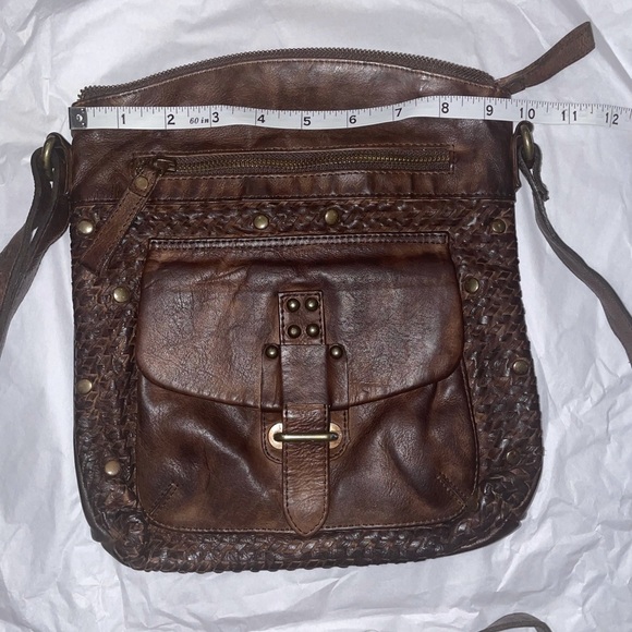 DARK BROWN LEATHER SATCHEL CROSS BODY - Picture 3 of 10